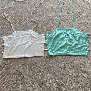 2 silky halter tops